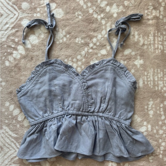 Light Blue Ruffled Crop Top - Picture 1 of 1